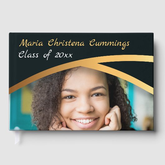 Golden Elegance Class Of Photo Graduation Gästebuch (Vorderseite)