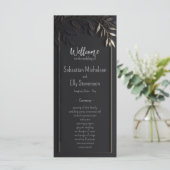 Golden Elegance Floral Wedding Pragram Flat Card (Stehend Vorderseite)