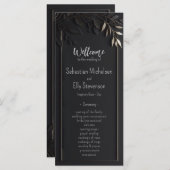 Golden Elegance Floral Wedding Pragram Flat Card (Vorne/Hinten)