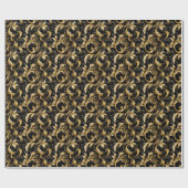 Golden Elegance Foliage Muster Geschenkpapier (Flach)