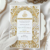 Golden Elegance Jugendstil-Hochzeit Einladung