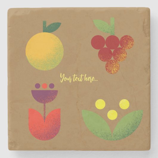 Golden Elegance Modernes Blumengebäck Steinuntersetzer (Vorderseite)