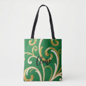 Golden Elegance Moss Green pattern Tasche (Vorderseite)
