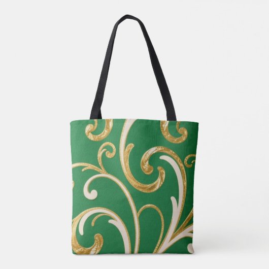 Golden Elegance Moss Green pattern Tasche (Rückseite)