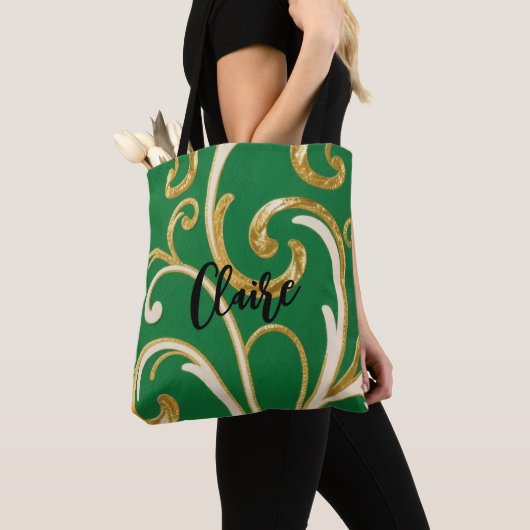 Golden Elegance Moss Green pattern Tasche (Von Nahem)