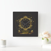 Golden Elegance Personalisiert Name Sq. Wall-Uhr Quadratische Wanduhr (Zuhause)