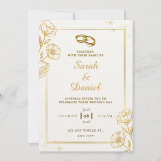 Golden Elegance Wedding Invitation Einladung