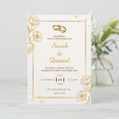 Golden Elegance Wedding Invitation Einladung (Stehend Vorderseite)