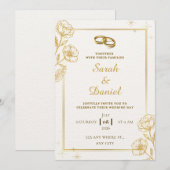 Golden Elegance Wedding Invitation Einladung (Vorne/Hinten)