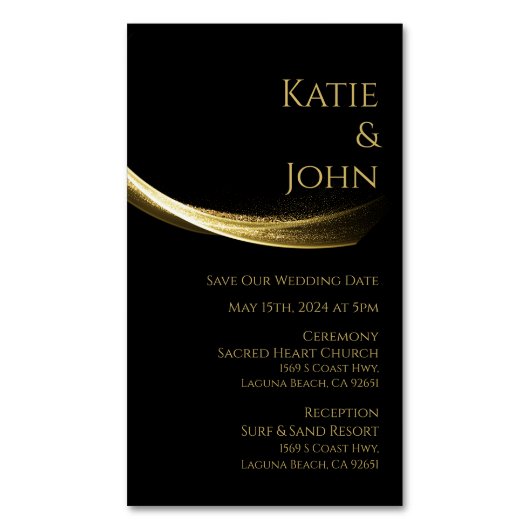 Golden Elegance-Wedding Rette unser Datum Magnetische Visitenkarte (Vorderseite Vertikal)