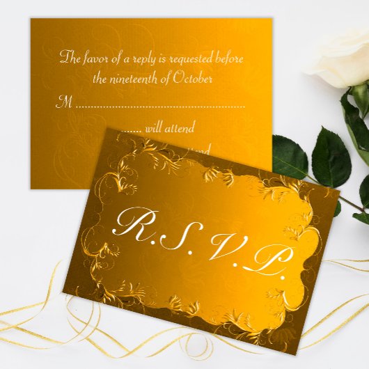 Golden Elegance Wedding RSVP Karte