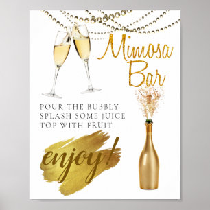Golden Elegant Bridal Brunch Bar Sign Poster