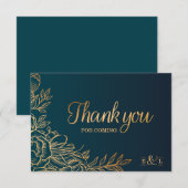 Golden Elegant Floral Wedding Danke Karte (Vorne/Hinten)