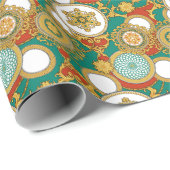 Golden Elegante Arabesque Hintergrund Geschenkpapier (Rolleneckpunkt)