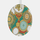 Golden Elegante Arabesque Hintergrund Ornament Aus Glas (Vorderseite Rechts)