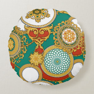 Golden Elegante Arabesque Hintergrund Rundes Kissen