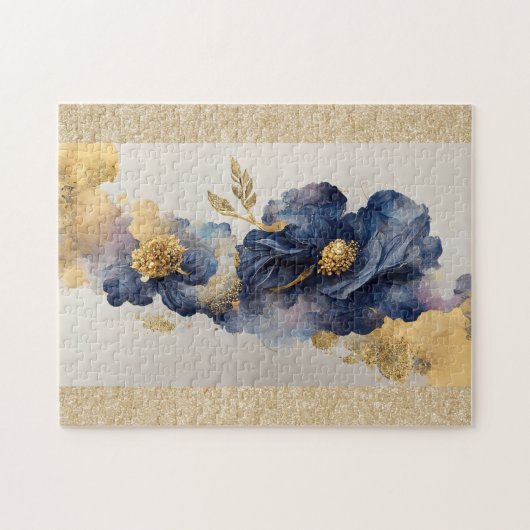 Golden Elegante Blume Jigsaw Puzzle (Horizontal)