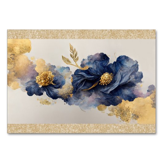 Golden Elegante Blume Tischnummer (Vorderseite)