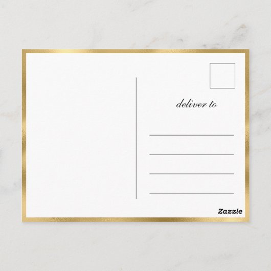 Golden Elegante Calligrafy Wedding Save the Date Postkarte (Rückseite)