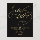 Golden Elegante Calligrafy Wedding Save the Date Postkarte (Vorderseite)