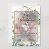 Golden Elegante Foliage Vellum Hochzeit Einladung (Vorderseite)