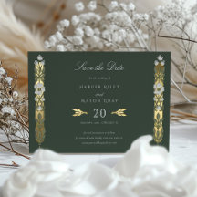 Golden Elegante Jugendstil-Save the Date-Karte