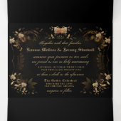 Golden Elegante Skelette "Zusammen mit" Details Dreifach Gefaltete Einladung (Innenseite Mitte)