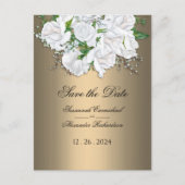 Golden Elegante und White Bridal Bouquet Rett Date Postkarte (Vorderseite)