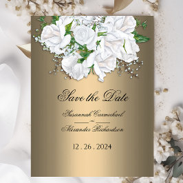 Golden Elegante und White Bridal Bouquet Rett Date Postkarte