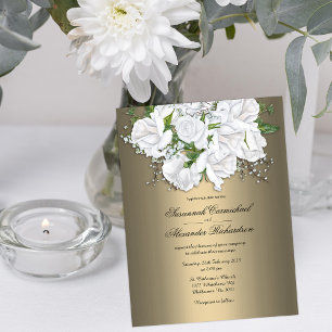 Golden Elegante und White Bridal Bouquet Wedding Postkarte