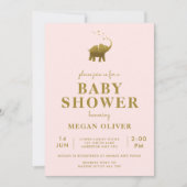 Golden Elephant Blush Pink Baby Dusche Einladung (Vorderseite)