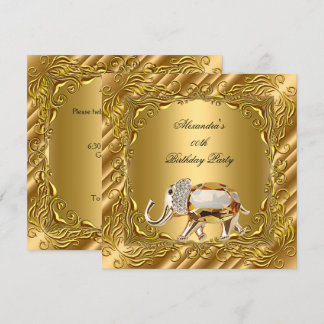 Golden Elephant Elite Elegantes Gold Geburtstagspa Einladung