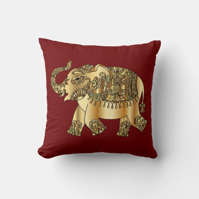 Golden Elephant Throw Kissen (Vorderseite)