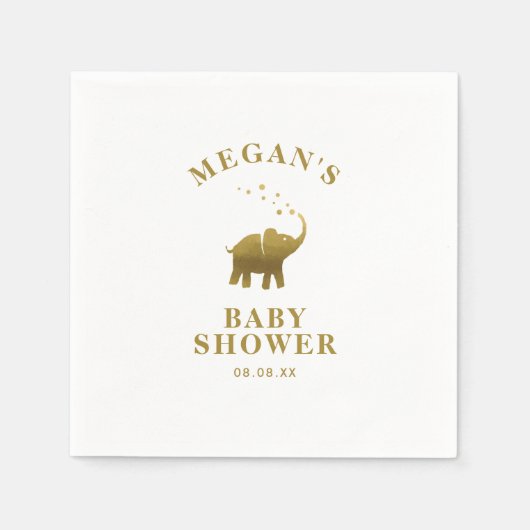 Golden Elephant White Baby Dusche Serviette (Vorderseite)