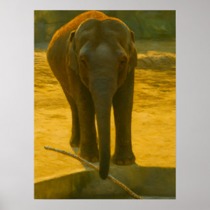 Golden Elephant Wisdom - Majestic Wildlife Poster
