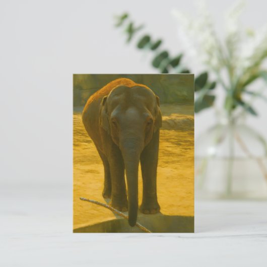 Golden Elephant Wisdom - Majestic Wildlife Postkarte (Stehend Vorderseite)