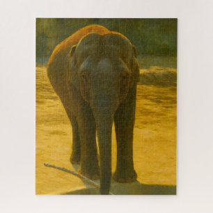 Golden Elephant Wisdom - Majestic Wildlife Puzzle