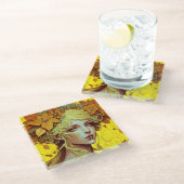 Golden Elf Fee Fantastische Bergwelten Glasuntersetzer (Schrägansicht)