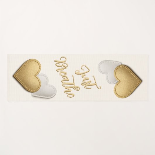 Golden & Elfenbeinherzen atmen Sie einfach Yogamatte (Vorderseite (Horizontal))