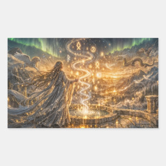 Golden Elven Fantasy Light – Impressionist Fantasy Rechteckiger Aufkleber