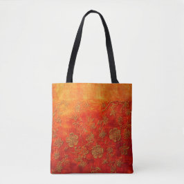 Golden Ember Floral Batik Tasche