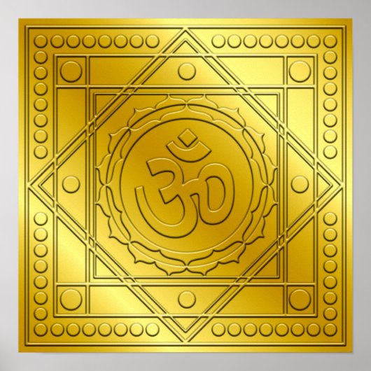 Golden Embossed Om Design Poster (Vorne)