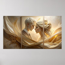 Golden Embrace: Ätherisches Paarporträt in Seide a