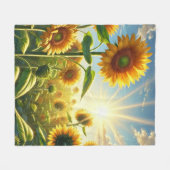 Golden Embrace Sunflower Fleecedecke (Vorderseite (Horizontal))