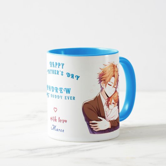 Golden Embrace - Tasse von Vater- und Kinderanleih (VorderseiteRechts)