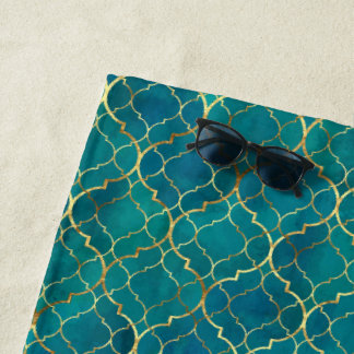 Golden Emerald Geometry Strandtuch