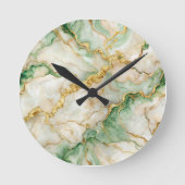 Golden Emerald Marble Runde Wanduhr (Vorderseite)
