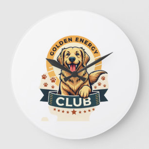 Golden Energy Club Golden Retriever Vintage Hundel Große Wanduhr
