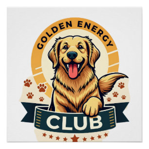 Golden Energy Club Golden Retriever Vintage Hundel Poster