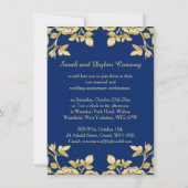 Golden English Rose auf Blue Vow Renewal Einladung (Rückseite)